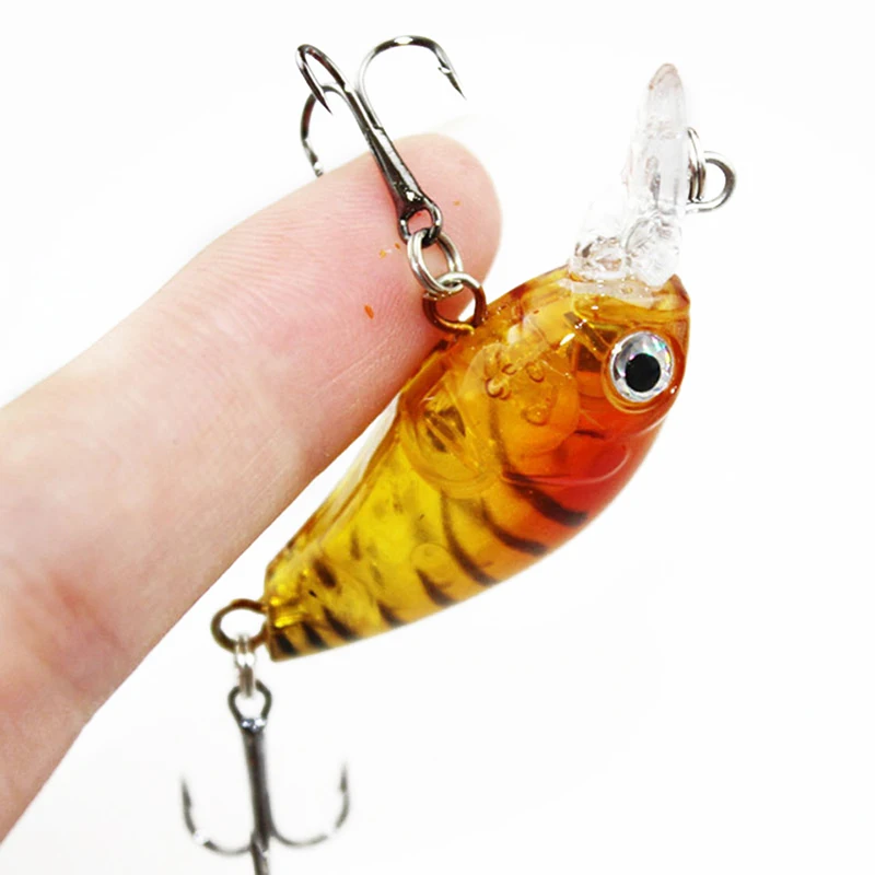

1PCS 4.5CM/4G Laser Hard Crank Fishing Lure Crankbait Treble Hooks 3D Eyes Bait Fishing Tackle