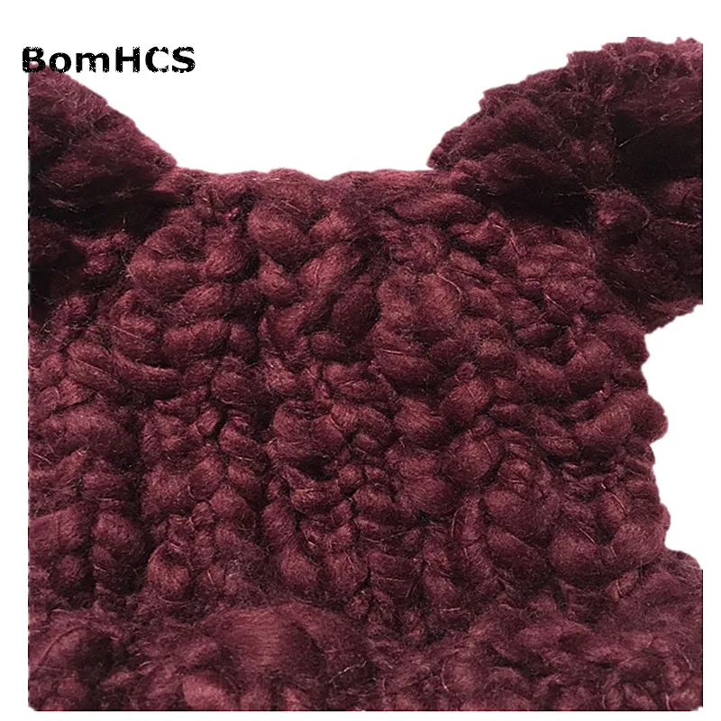 BomHCS Милая пряжа большого живота зимняя шапка 100% ручная работа вязаная с