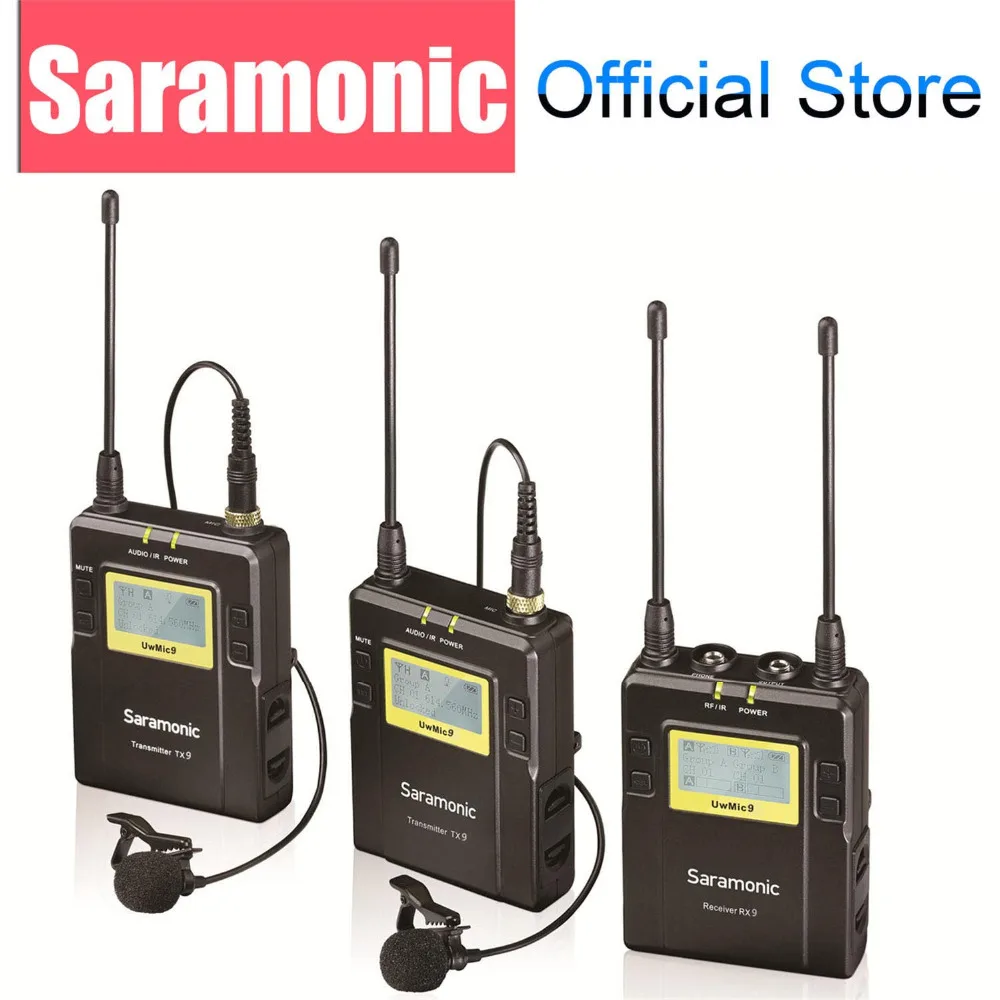 

Беспроводной микрофон Saramonic UWMIC9, петличная микрофонная система для видеовещания и интервью, UHF, для цифровых зеркальных камер Canon, Nikon, видеок...
