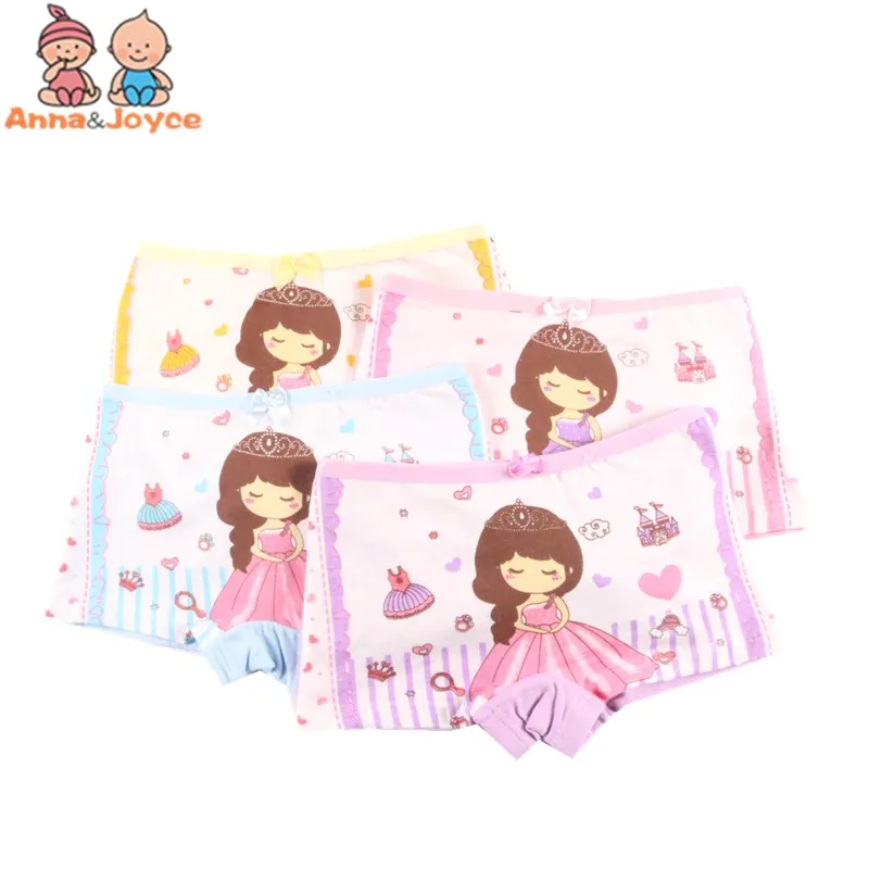 

4pcs/Lot Girl Underwear Briefs Kids Boxer Children Lattice Printing Pant