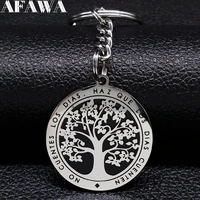 fashion tree of life stainless steel keyring for women silver color keychain car jewelry gift llaveros de acero k727s01