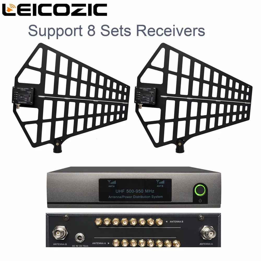 Leicozic 8-канальная антенная система распределения/антенный сплиттер UA868 8 комплектов приемников 500-950 МГц для uhf беспроводного микрофона