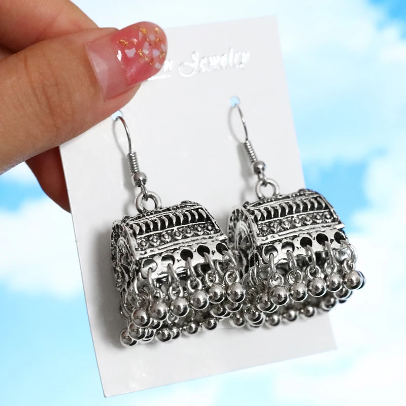 Индийские Jhumka серьги «Слоник» цыганские ювелирные изделия в стиле ретро этнические бусины в античном стиле висячие серьги с кисточками для женщин богемный подарок