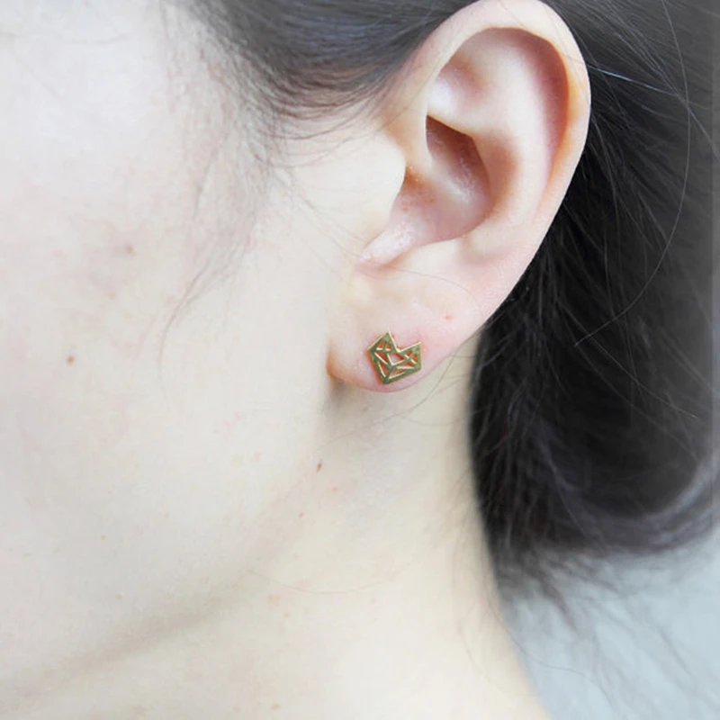 Серьги гвоздики в виде оригами 1 шт. ювелирные изделия лисьих голов серьги