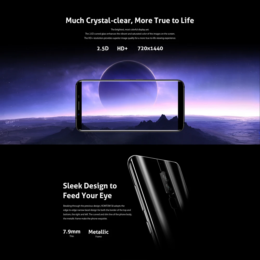 HOMTOM S8 Smartphone16.0MP+ 13.0MP 5,7 дюймов Быстрая зарядка 4G FDD-LTE MTK6750T Восьмиядерный Android 7,0 4 Гб+ 64 Гб 3400 мАч мобильный телефон