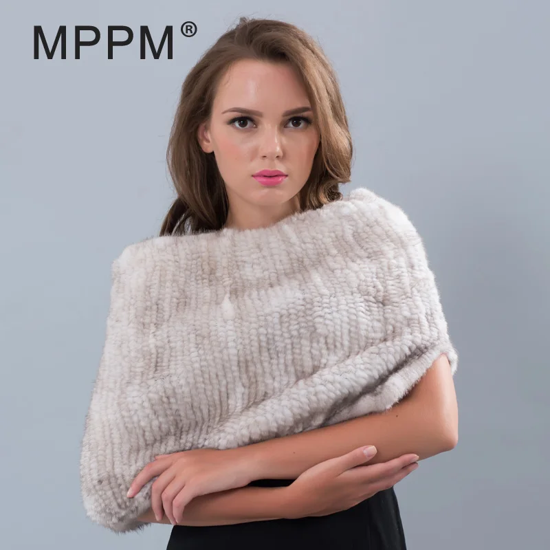 Шарф MPPM из меха норки с маленьким зазором шарф для женщин Вязаная Шаль Однотонный