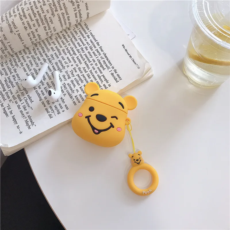 Милый поросенок Винни Пух 3D мультяшный наушник чехол для Airpods 1/2 силиконовый беспроводной кейс для bluetooth-гарнитуры с ремнями