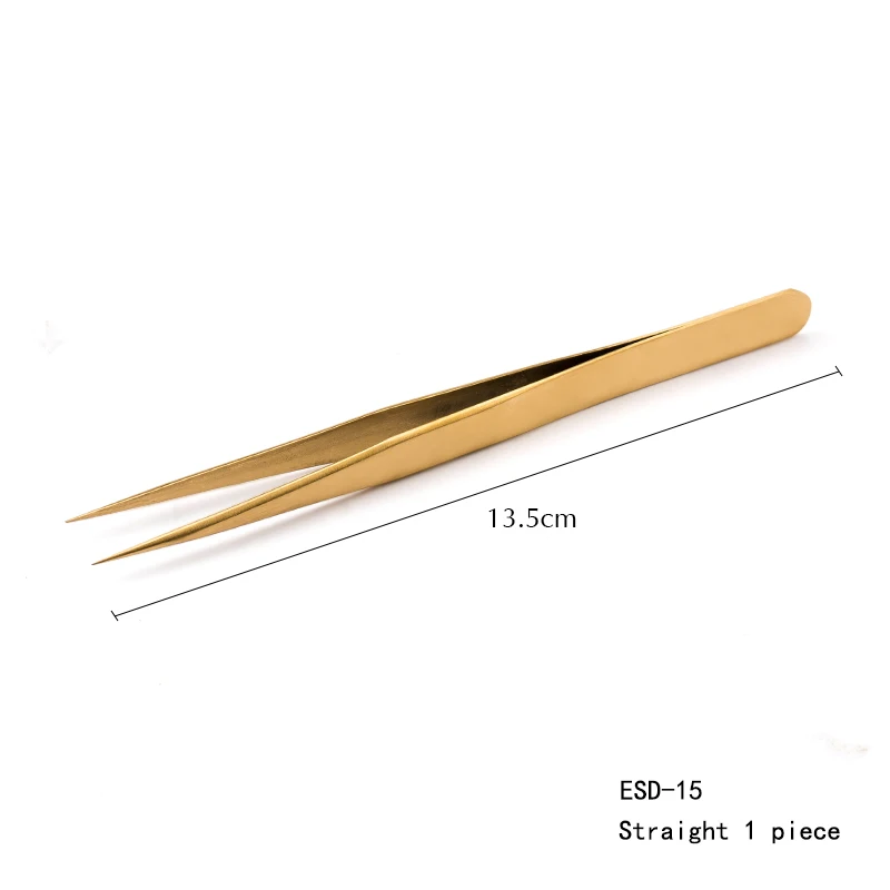 gold straight 1 Qiao отличное качество пинцет изгиб+ прямой из нержавеющей стали промышленный Антистатический пинцет с перекрещенным захватом вспомогательные инструменты для шитья - Цвет: gold straight 1