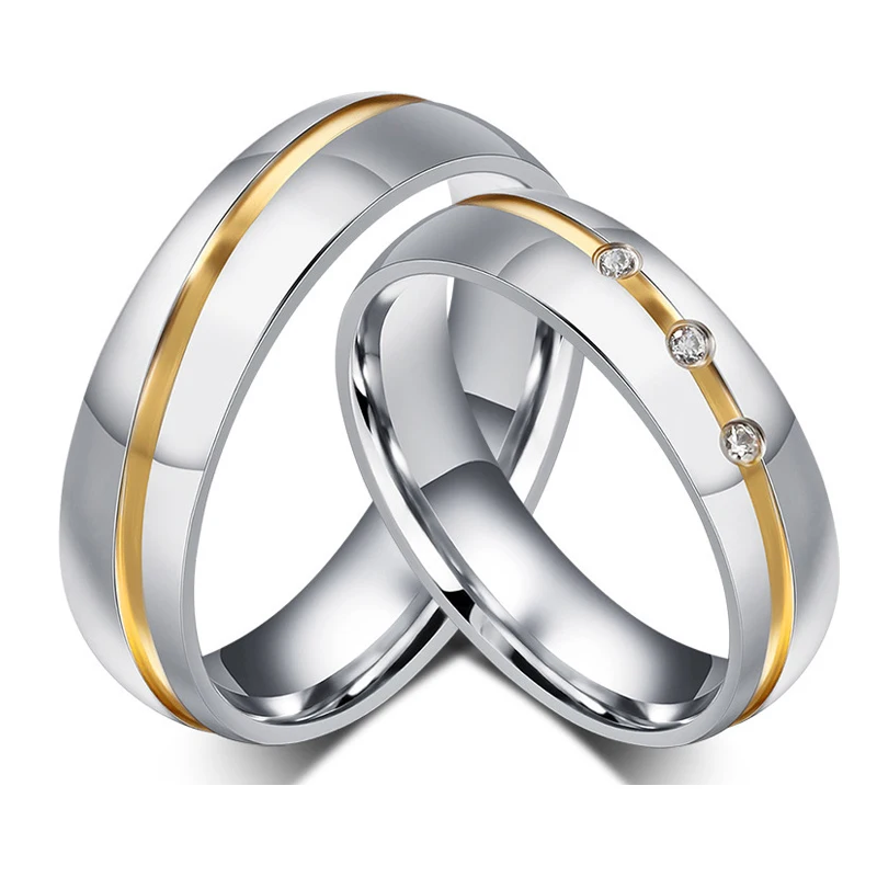 Золото Цвет заказ Альянс Нержавеющая сталь обручальные кольца пар комплекты для