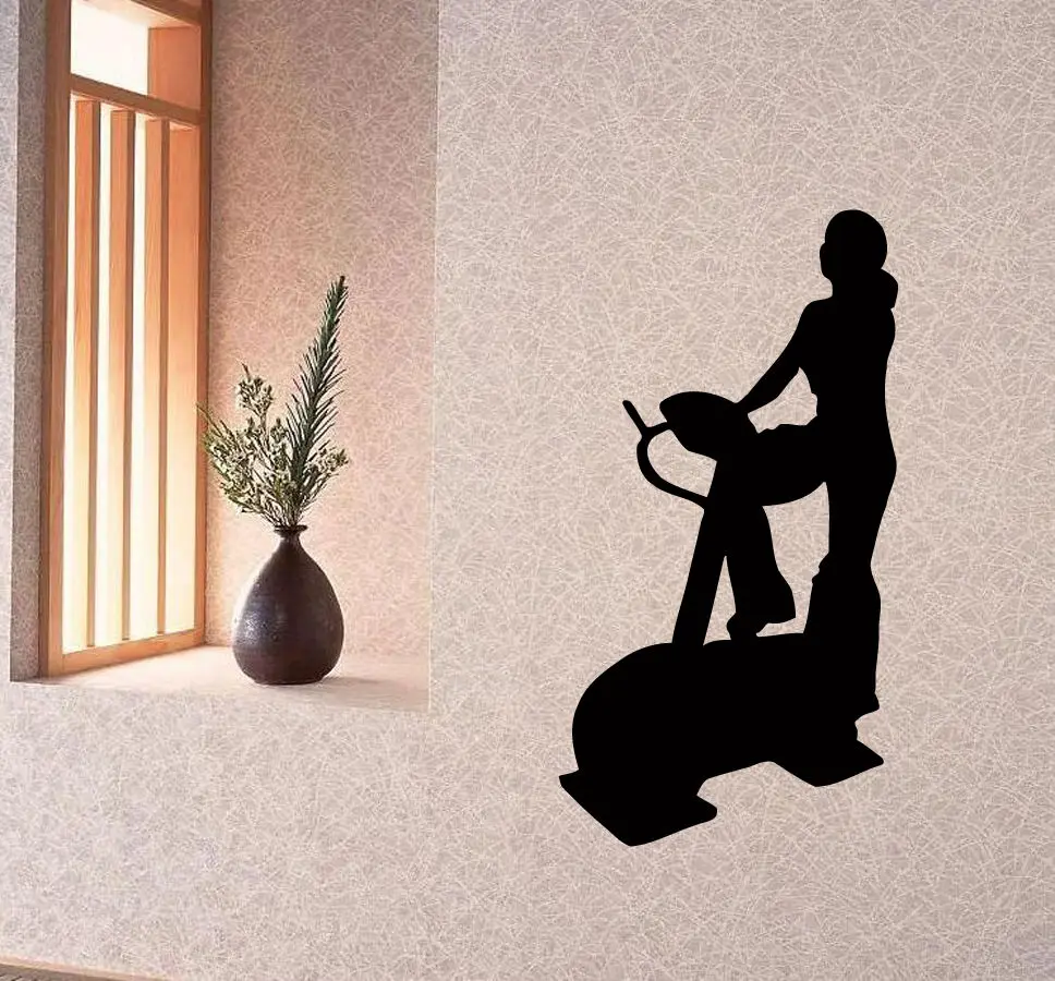 

Free shipping diy vinyl Fitness Wall Sticker Sport Woman Exercise Bike Fitness Centre Girl Gym Wall Decal Bedroom Decoration