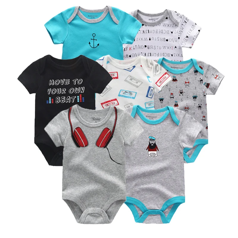 baby clothes7410 Детские летние комбинезоны, 7 шт./лот, одежда с короткими рукавами для мальчиков, комбинезоны для новорожденных девочек, хлопок, Roupas de bebe, для 0-12 месяцев, для новорожденных - Цвет: baby clothes7410