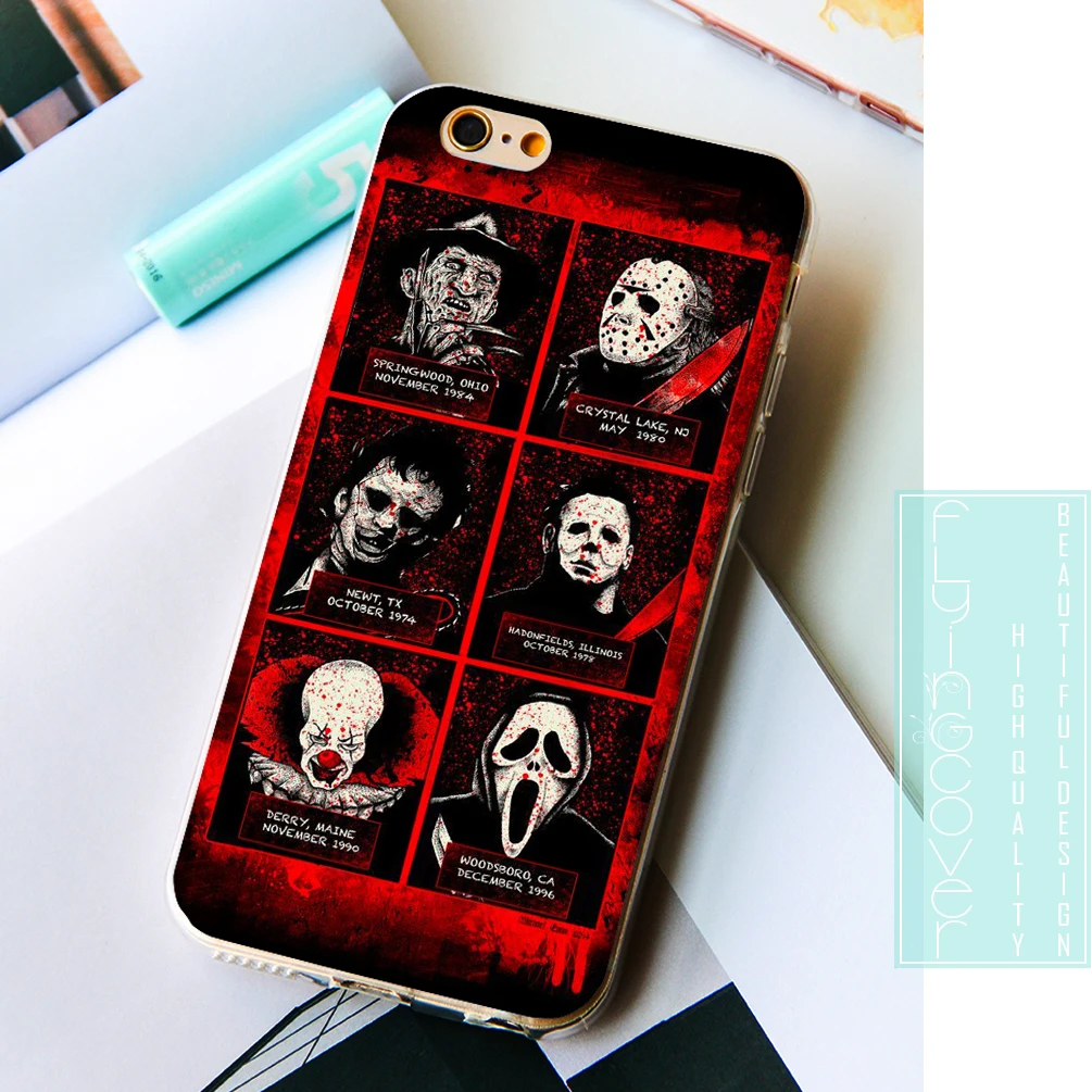 Чехлы для телефонов Coque Horror icons IPhone 10x7 8 6 S Plus 5s 5 SE 5C 4S 4 iPod Touch Чехол прозрачный