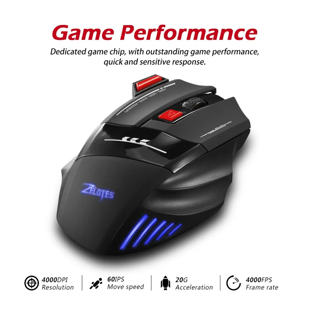 Новинка 2019 игровая мышь Zelotes 2 4G USB-приемник беспроводное соединение 30 метров