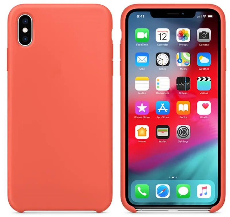 nectarine Для iphone Xs Max чехол с офоническим логотипом Жидкая силиконовая резина мягкая подушка из микрофибры чехол для телефона iphone Xs Xr Xs Max - Цвет: nectarine