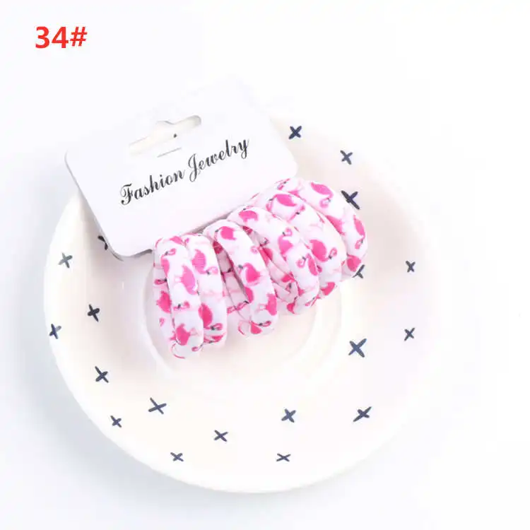style 34 6 шт./комплект, милые эластичные резинки для волос для девочек, трикотажные резинки для волос, резинка для волос, резинки для волос - Цвет: style 34