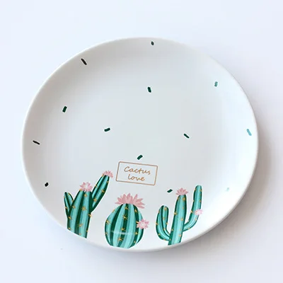 white dish Набор посуды кактус, креативные керамические кружки, костяной фарфор, набор посуды, кухонная посуда, подарок, мультяшная чашка для закусок, посуда, столовые приборы - Цвет: white dish