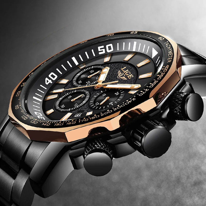 2019 New LIGE Mens Watches Male Luxury Brand Business Stainless Steel Quartz Watch Men Fashion Waterproof Chronograph Relogio | Наручные