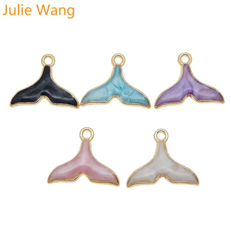 10 шт. эмалированные Подвески Julie Wang для браслета Русалочка Кит рыбий хвост