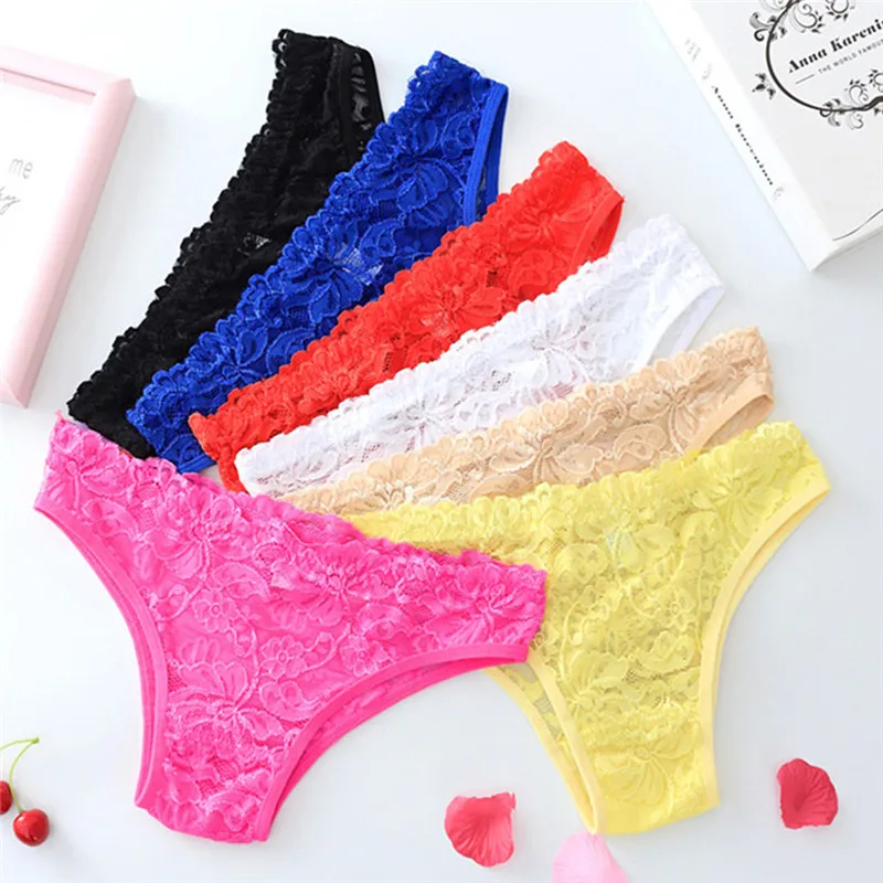 Sexy Women Lace Panties Underwear Transparent Flowers Seamless Briefs |