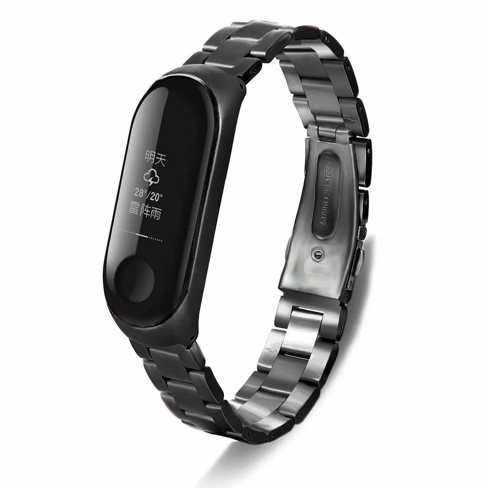 Сменный Браслет AKBNSTED из нержавеющей стали для часов Xiaomi Mi band 3 ремешок наручных