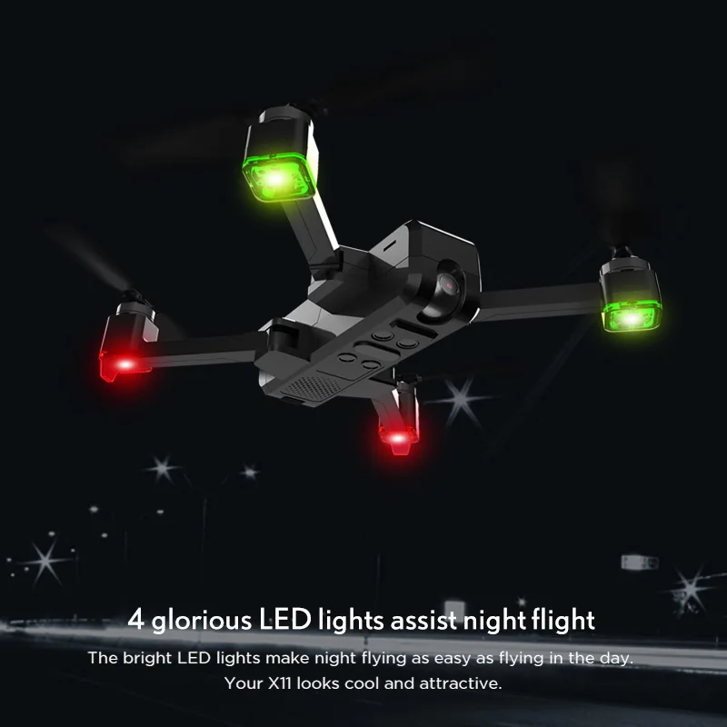 Квадрокоптер X11 Радиоуправляемый с Wi Fi FPV камерой 2K GPS 20 минут полета складной