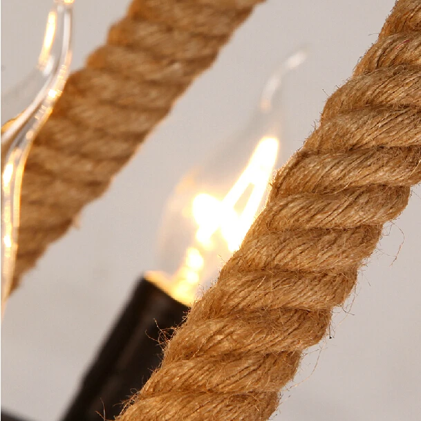 Подвесная лампа в стиле ретро из пеньковой веревки скандинавском и американском