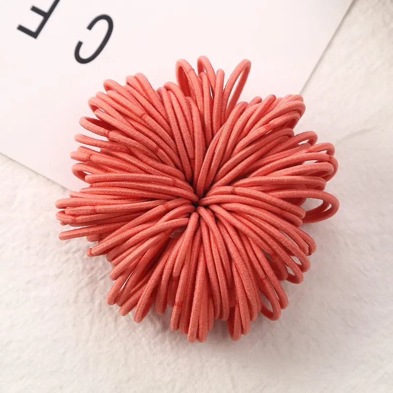 Orange 100 шт./лот, 3 см, эластичные резинки для волос для девочек, резинки для волос, аксессуары для волос - Цвет: Orange