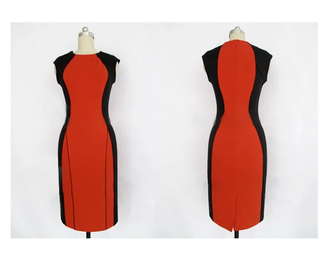 2014 spring-summer knitted hit color patchwork silm sexy dress o-neck sleeveless bandage dresses for women | Женская одежда