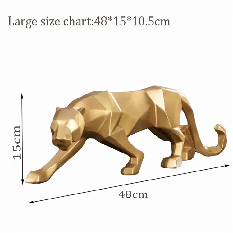 Современный абстрактный Золотой Леопард Скульптура геометрический смолы Leopard статуя диких животных подарок украшения ремесла аксессуары для дома