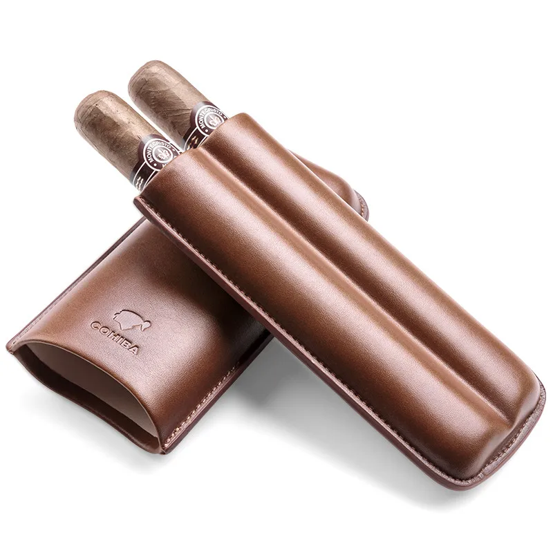 B Чехол для сигар CIGARLOONG, портативный чехол из коровьей кожи, кедра, дерева, увлажняющий чехол для сигар, чехол для сигар, можно хранить 2 палочки, CLH-0056 - Цвет: B