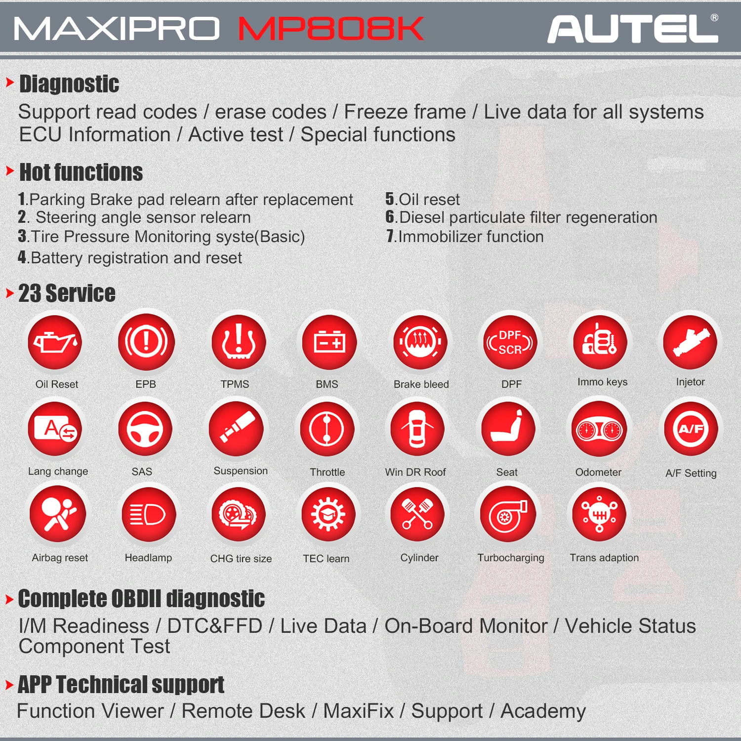 Autel MaxiPRO MP808K OBD2 сканер Авто диагностический инструмент OBD Автомобильный Диагностический Авто scania сканер automotriz Профессиональный vag com