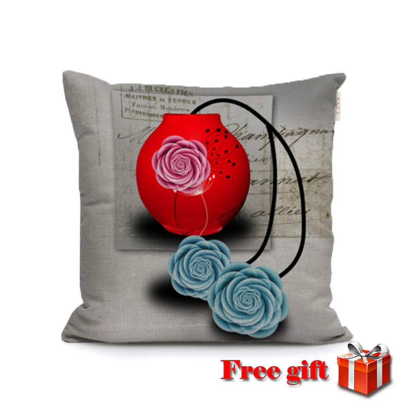 NORDIC painting flower vase cushion cover decor oil paintings throw pillow cases for sofa chair home living room | Дом и сад
