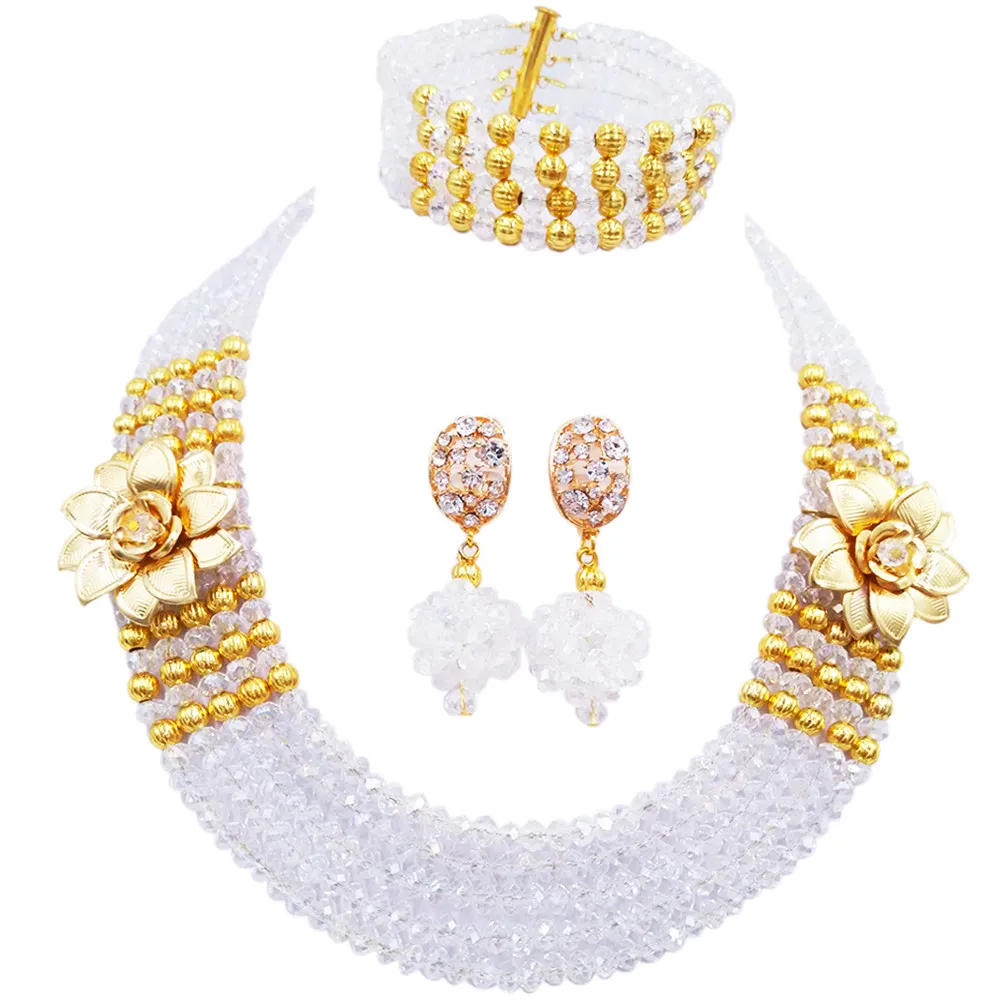 Модные прозрачные хрустальные бусы набор из нескольких нитей нигерийские