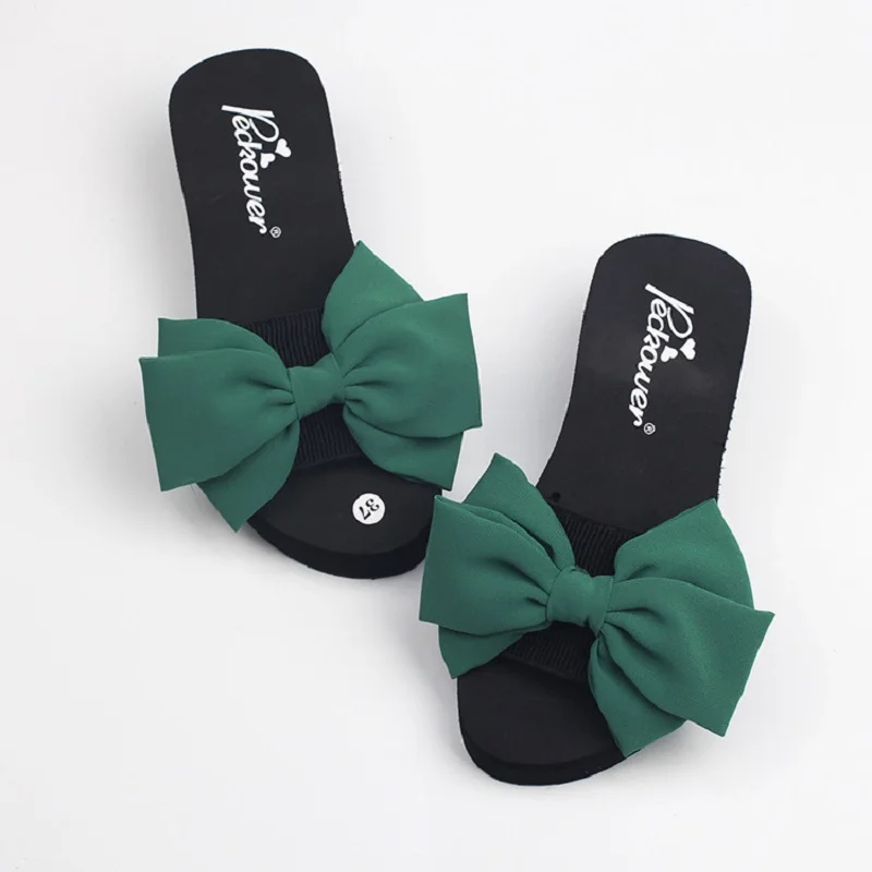 2018 summer Chiffon flipflops sweet butterfly knot tow beach slippers women flip flops | Обувь