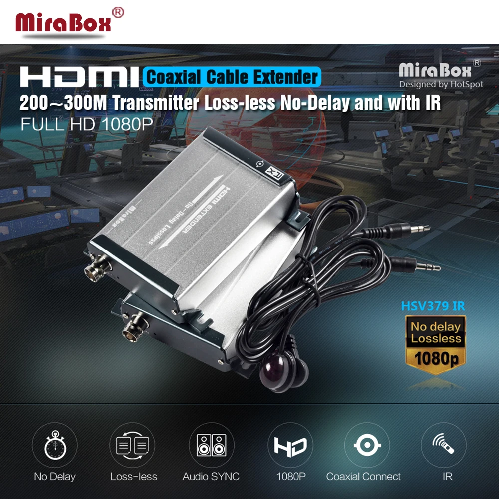 MiraBox HDMI коаксиальный удлинитель через кабель BNC Поддержка 200-300 m 1080 p без задержки