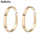 Женские серьги-кольца BeBella, позолоченные серьги 4,6 см, свадебные украшения для девочек, модные рождественские ювелирные украшения, подарок на день рождения