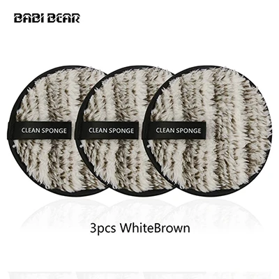 3WhiteBrown 6 цветов микрофибра для снятия макияжа Губка для Тональная основа для лица умывальник спонж для очищения мягкий влажный моющий хлопок Макияж Косметические Инструменты - Цвет: 3WhiteBrown
