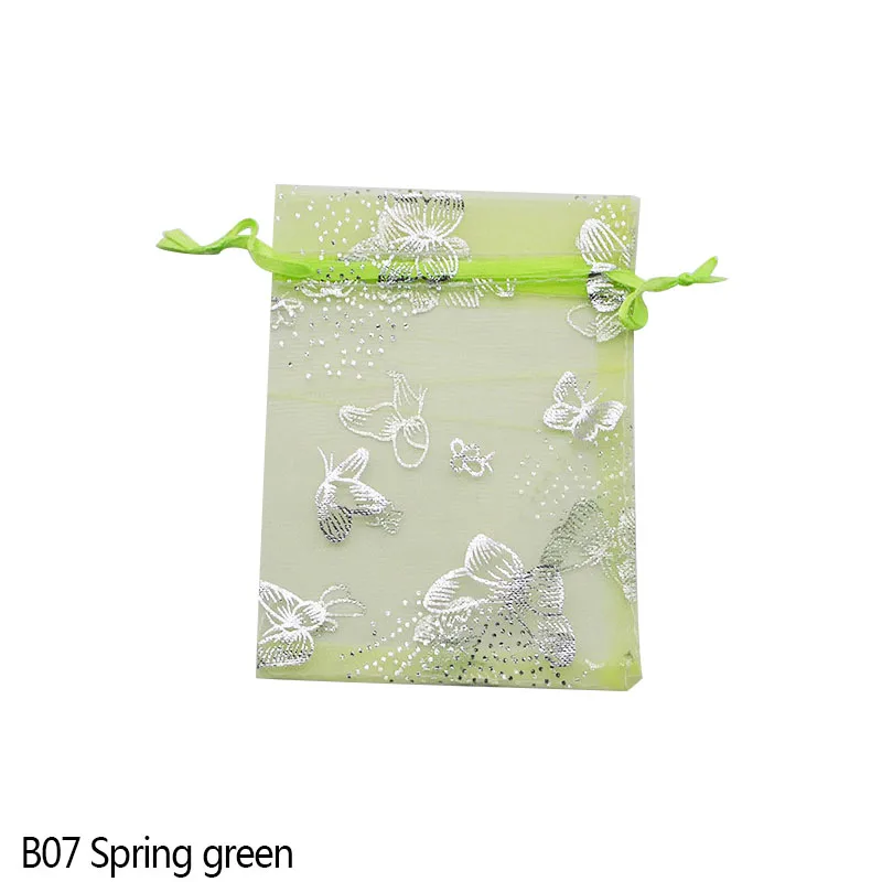 B07 Spring green 20 P 7x9 9x12 11x16 13x18 15x20 см Drawable Ювелирная упаковка из органзы сумки Свадебная вечеринка украшения сувениры подарок конфеты сумки Мешочки - Цвет: B07 Spring green