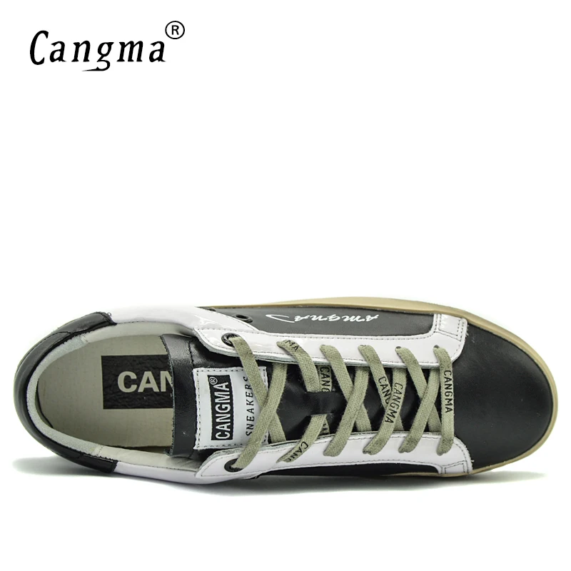

CANGMA Роскошные брендовые дизайнерские женские кроссовки черные белые женские туфли повседневная женская обувь в стиле ретро кожаные кроссо...