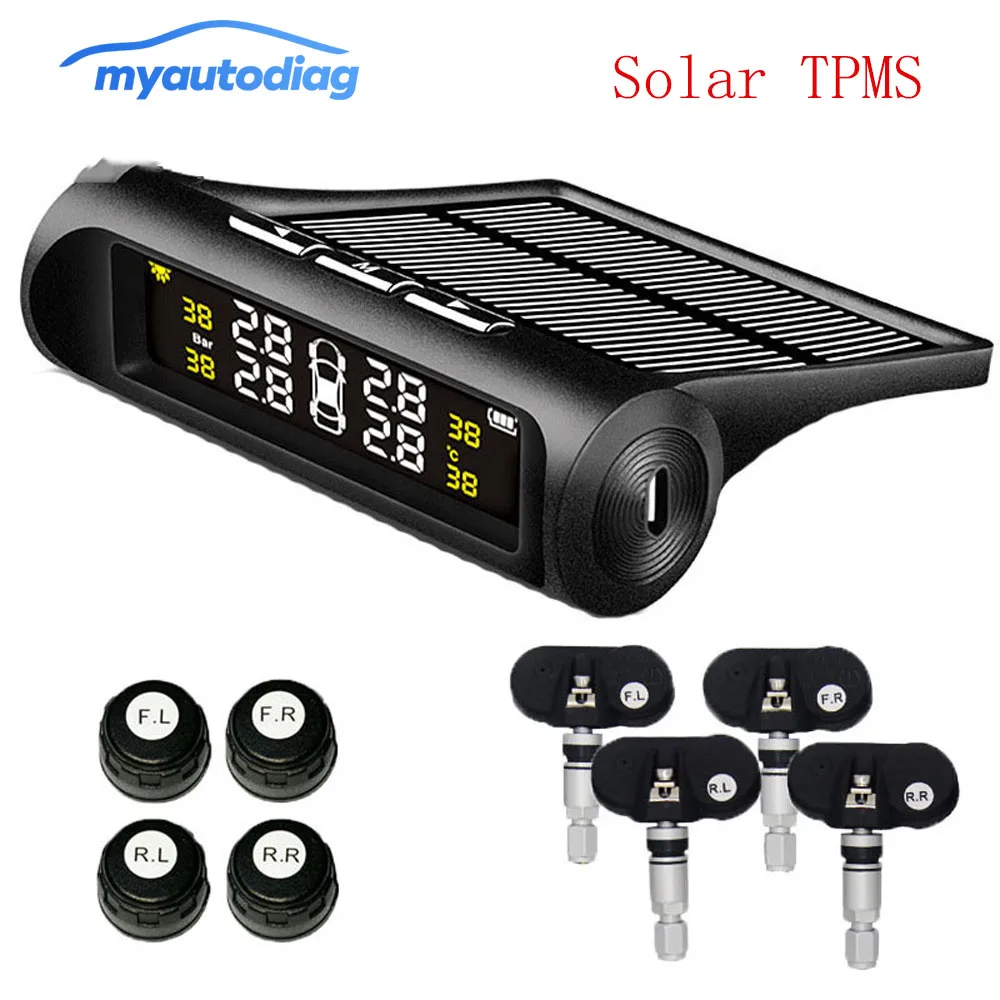 Автомобильный Солнечный TPMS внутренний/внешний датчик Монитор давления в шинах
