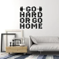 GO HARD OR GO HOME Gym Quote Wall Decal Motivational Phrase Fitness Club Wall Decor Bodybuilding Stickers Boys Room Z584