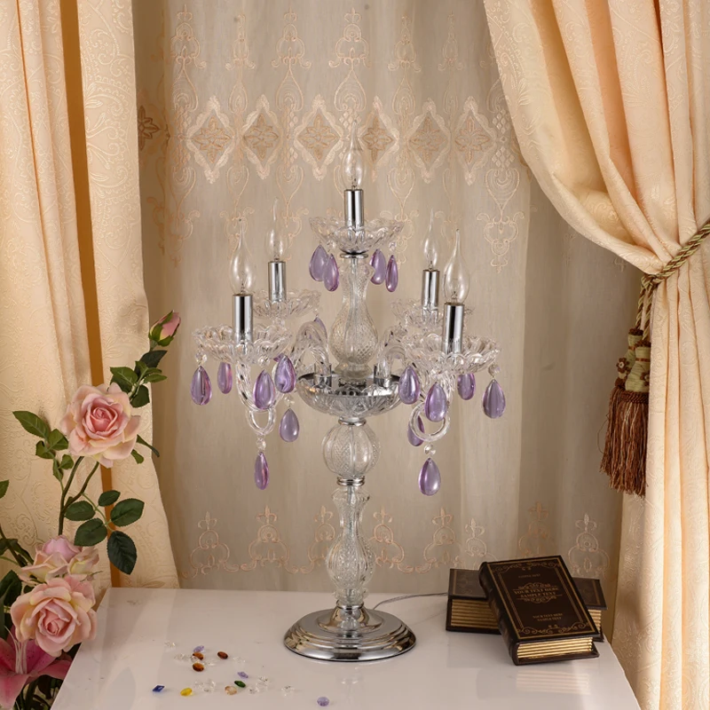 European Crystal Desk Lamp Wedding Aisle Table lamp Living Room Bedroom Light Club Building Photo Decoration LED Candle | Освещение