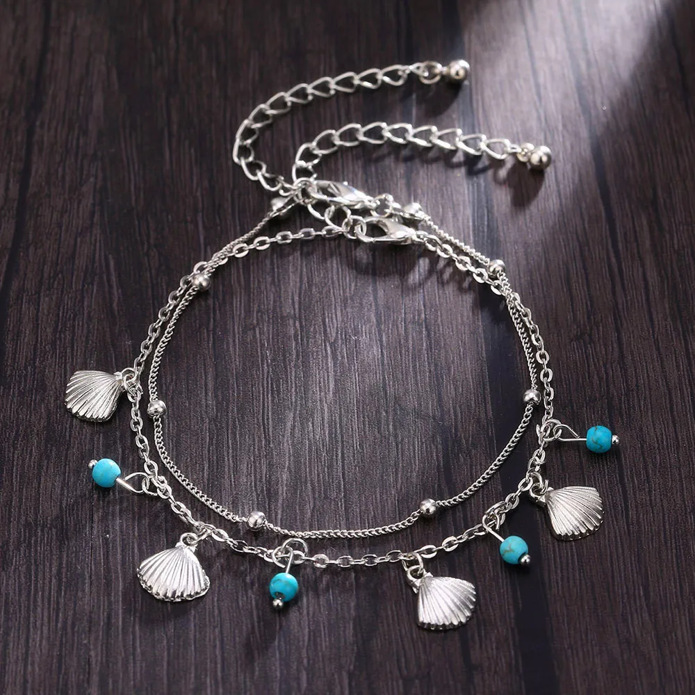 Браслеты на ногу для женщин ювелирные украшения в виде ракушек пляжные лета