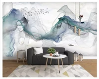 beibehang new chinese classic silky papel de parede 3d wallpaper artistic conception abstract ink landscape deer tv background