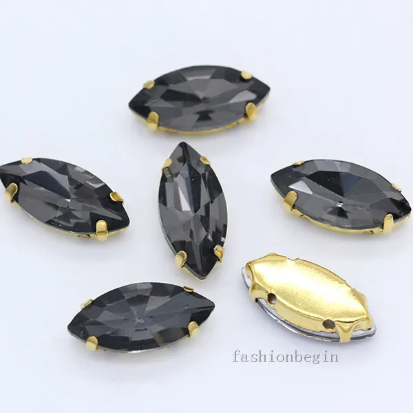 black diamond Всех размеров Наветт/лошадиный глаз 24-цвет Швейные хрусталя камень шить на Стразы/diamantes/Montees/Ювелирные изделия/бусины 4 отверстия Золотой Коготь - Цвет: black diamond