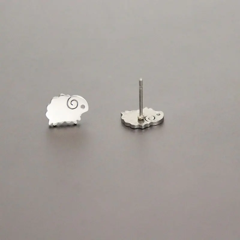 1Pair Cute Little Lamb Earring Minimalistic Fawn Stainless Steel Earrings Studs Fashion Ear Jewelry For Women Girls Kids | Украшения и