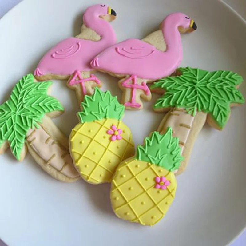 4 шт. вечерние формы для печенья в виде ананаса и фламинго из нержавеющей стали |