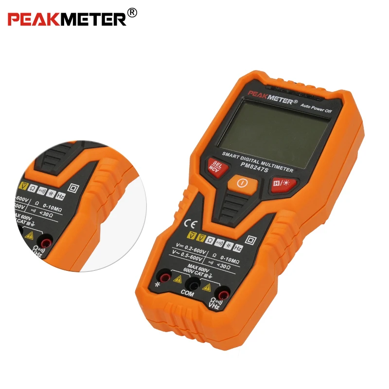 PEAKMETER PM8247S Smart AutoRange Профессиональный цифровой мультиметр Вольтметр с NCV частотной