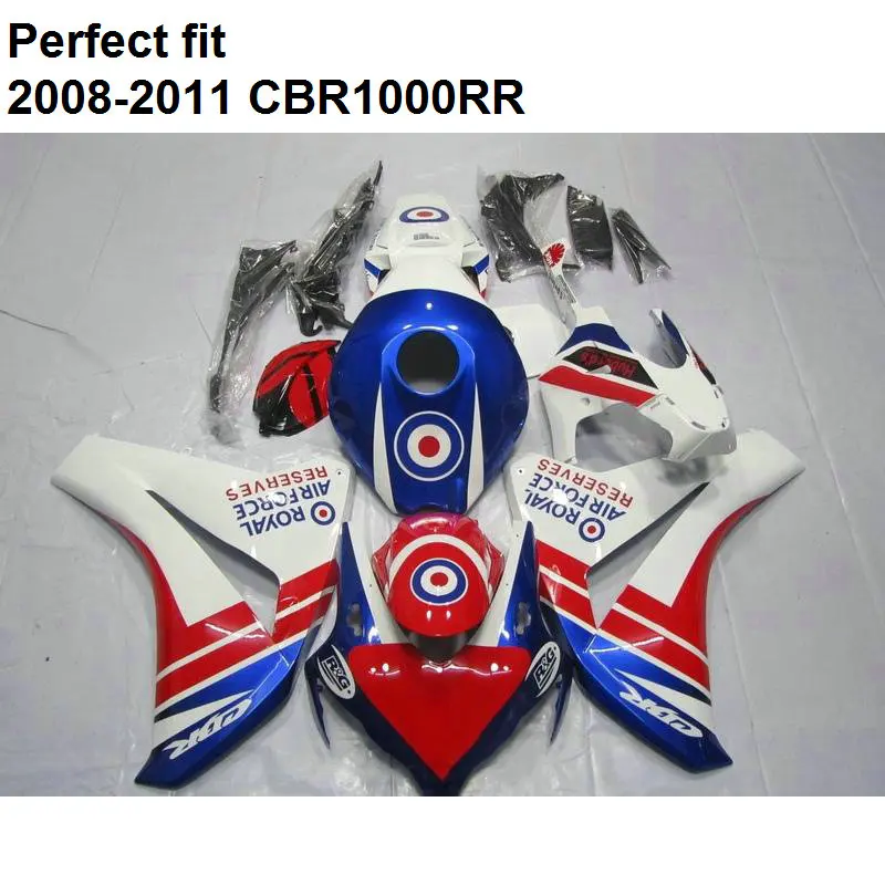 Мотоцикл Новый обтекатель обтекателя Для Honda белый синий CBR1000RR 08 09 10 11 Обтекатели