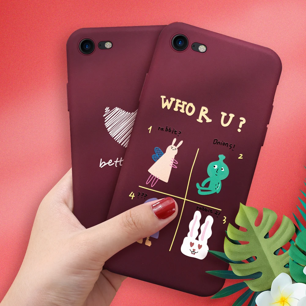 Ретро Мультфильм окрашенный чехол для телефона iPhone 7 8 Plus 7Plus 8 Plus для iPhone7 iPhone8 Plus Мягкий чехол красный любовь милый чехол